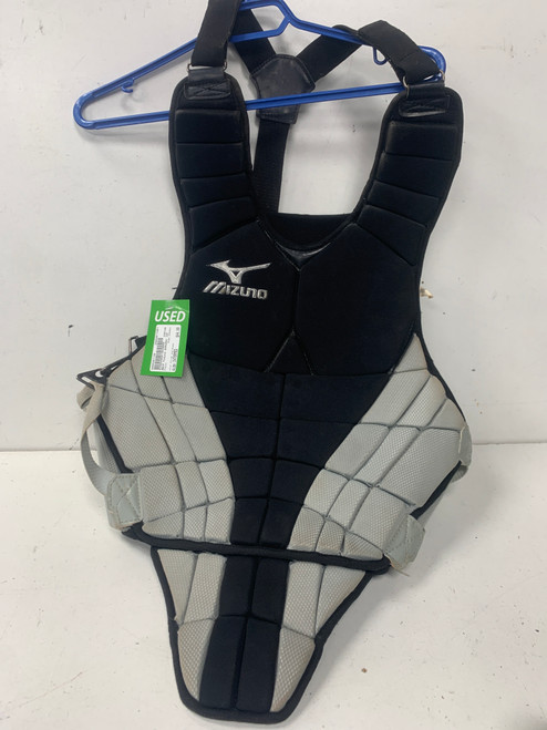 Used Mizuno SAMURAI Catchers Chest Protector Silver And Black Intermed 11891-S000301149