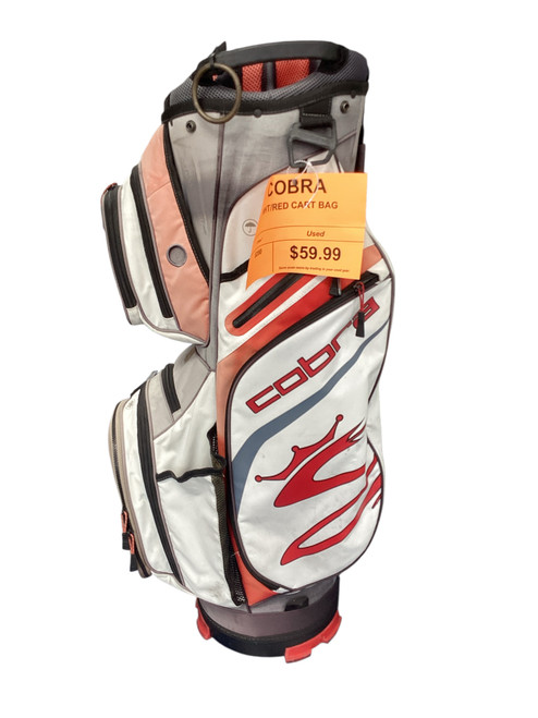 Vist Large View of Product Image Which is Used Cobra WHT/RED CART BAG Mens Cart Bag White