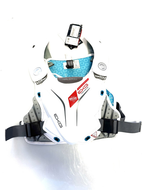Vist Large View of Product Image Which is Used Maverik SHIFT EKG Lacrosse Shoulder Pads White LG