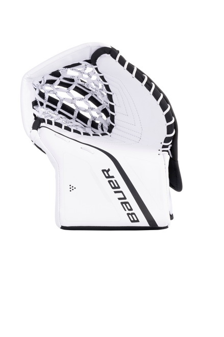 Vist Large View of Product Image Which is Designed for younger goalies, this catcher features a pro look and an easy closure break to make catching pucks feel a little easier.

Key Features:

 Double-T Skate Lace Pocket – This deep, skate lace pocket gives this catcher a premium, pro look.
 3D Mesh Comfort Wrist Strap – A hybrid wrist strap allows for free range of motion and added comfort.
 One Piece Cuff – Protection for the hand and wrist with a strong, durable, and comfortable one-piece cuff.