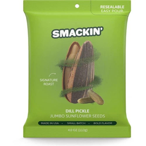 New Smackin Snacks Jumbo Sunflower Seeds Dill Pickle 4OZ 