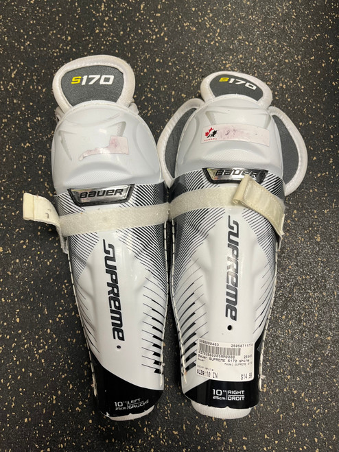 Used Bauer SUPREME S170 Youth Shin Guards White 10" 11774-S000080463