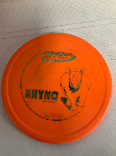 Vist Large View of Product Image Which is Used Innova RHYNO Disc Golf Putter Orange