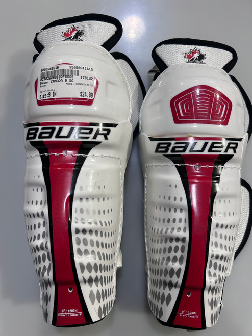 Vist Large View of Product Image Which is Used Bauer CANADA 9 SG Junior Shin Guards White 9" 11615-S000266216