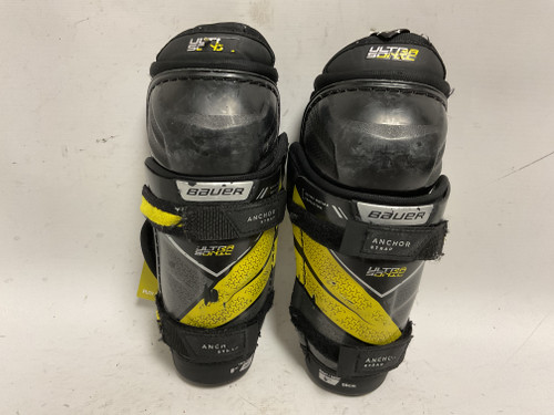 Vist Large View of Product Image Which is Used Bauer SUPREME ULTRA SONIC Youth Shin Guards Black And Optic Yellow 8" 11855-S000184078