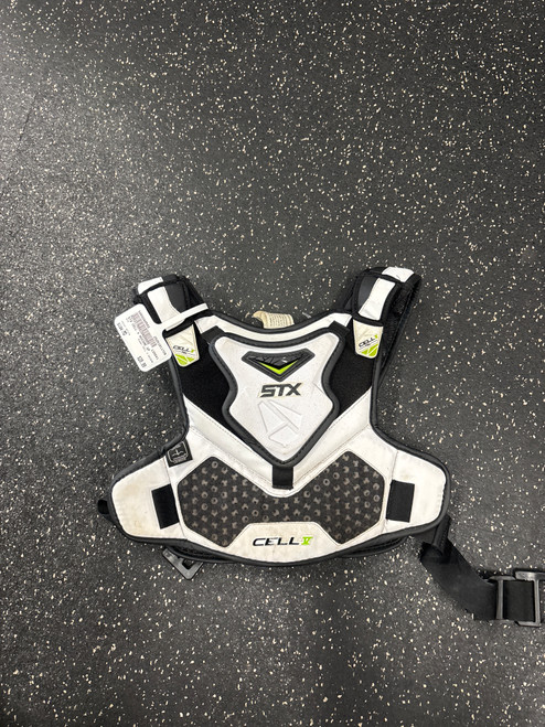 Used STX CELL V NOCSAE Lacrosse Shoulder Pads White MD 11726-S000280502