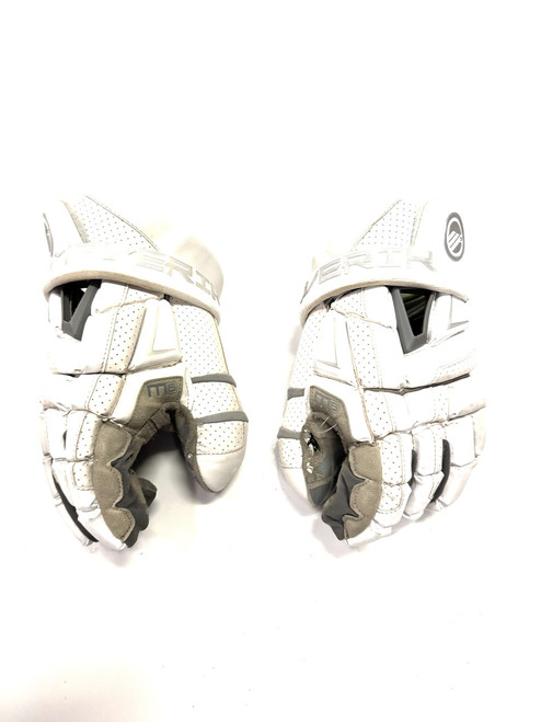 Vist Large View of Product Image Which is Used Maverik M6 LAX Goalie Gloves M White 13"