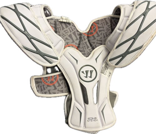 Vist Large View of Product Image Which is Used Warrior BONE SYSTEM Lacrosse Shoulder Pads White SM