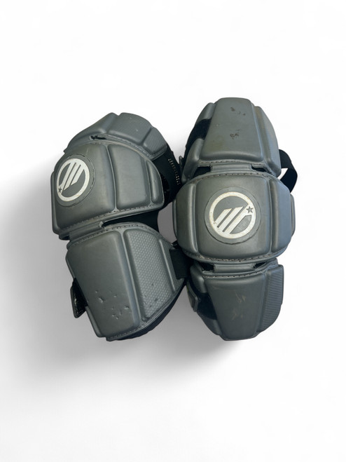 Vist Large View of Product Image Which is Used Maverik MAX Lacrosse Shoulder Pads Grey LG