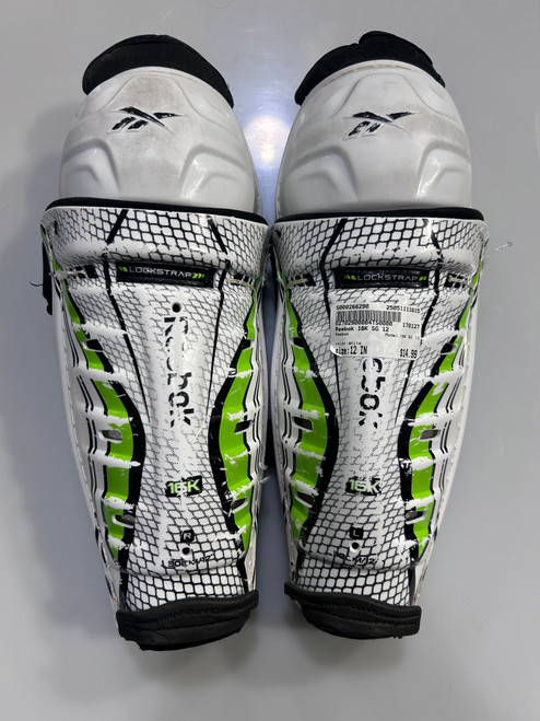 Used Reebok 16K SG 12 Junior Shin Guards White 12" 11615-S000266290
