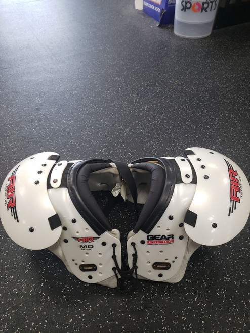 Vist Large View of Product Image Which is Used Pro-Tec AIR TECH JR FB Shoulder Pads White MD 11849-S000027565