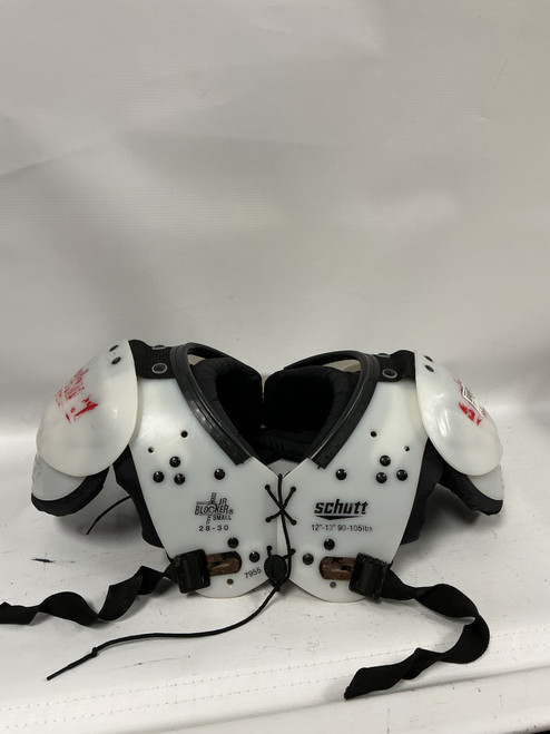 Vist Large View of Product Image Which is Used Schutt JR BLOCKER SMALL FB Shoulder Pads White SM 11892-S000014021