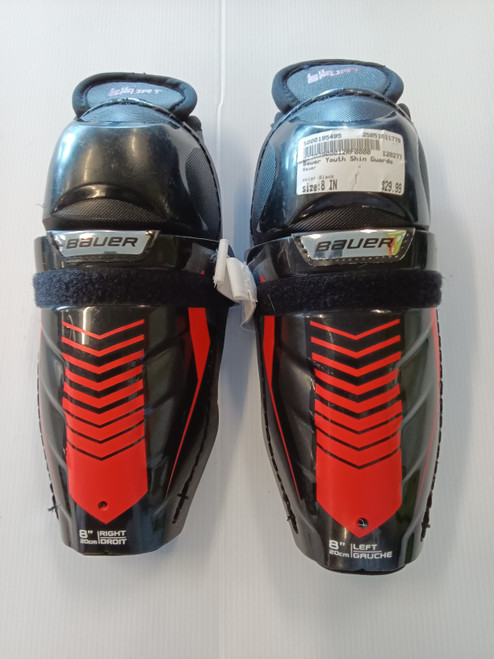 Used Bauer Youth Shin Guards Black 8" 11779-S000195495