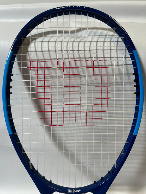 Vist Large View of Product Image Which is Used Wilson WILSON ULTRA POWER XL 112 Adult Tennis Racquet Navy Blue 4 3/8"