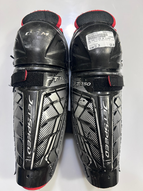 Used CCM SG CCM FT350 JR 11INCH Junior Shin Guards Black 11" 11615-S000266575