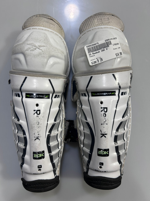 Used Reebok 20K Youth Shin Guards White 9" 11615-S000266675