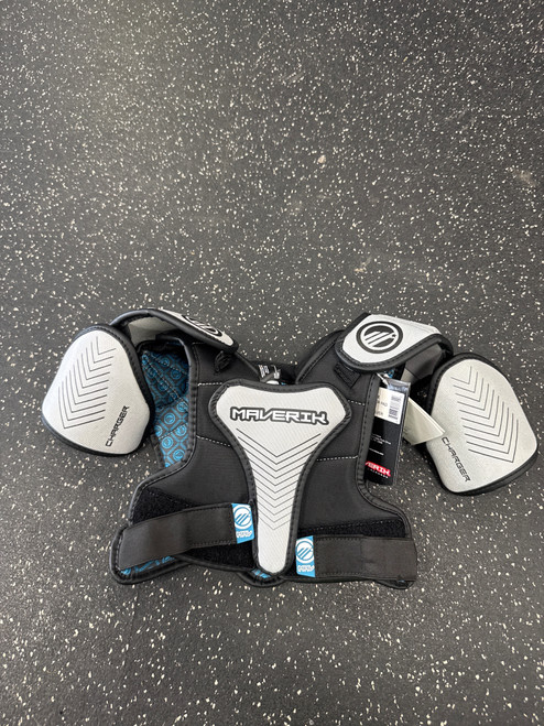 Vist Large View of Product Image Which is Used Maverik CHARGER Lacrosse Shoulder Pads Black SM