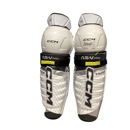 Used CCM AS-V PRO SG Senior Shin Guards White 15" 11816-S000267745
