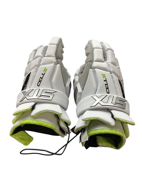 Used STX CELL VI GLOVES Lacrosse Gloves Mens White 15 1/2" 11479-S000393670