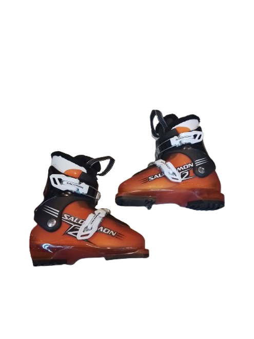 Vist Large View of Product Image Which is Used Salomon T2 Boys DH Ski Boot Orange 200 MP - Y13.5