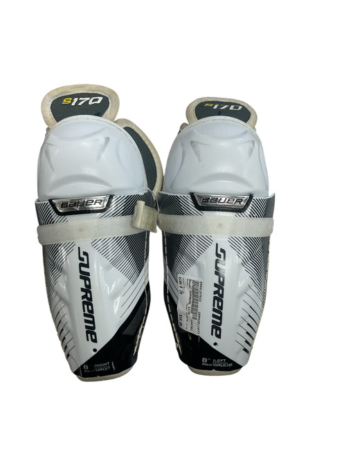 Used Bauer SUPREME S170 Youth Shin Guards White 8" 11477-S000197833