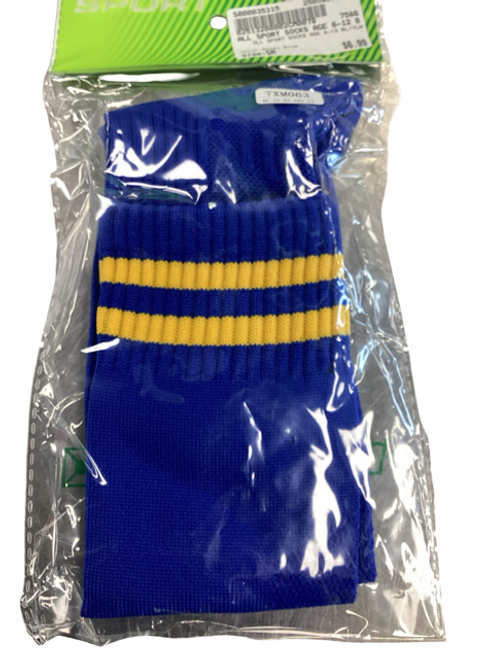 ALL SPORT SOCKS AGE 6-12 BL/YLW Soccer Socks Royal Blue SM