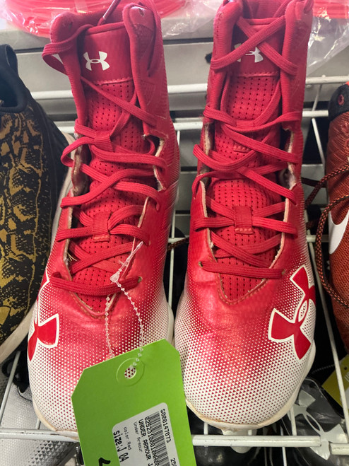 Vist Large View of Product Image Which is Used Under Armour Jr FB Cleats Red Junior 04 11897-S000147073