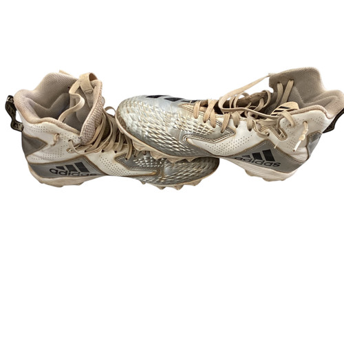 Vist Large View of Product Image Which is Used Adidas Jr FB Cleats Grey And White Junior 06 11760-S000075596