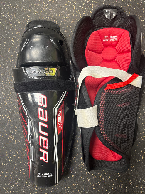 Used Bauer NSX SHINS Senior Shin Guards Black 12" 11774-S000080873