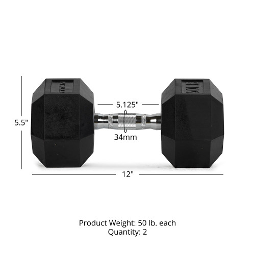 Vist Large View of Product Image Which is NEW TRUGRIT Hex Elite 50LB Dumbbell