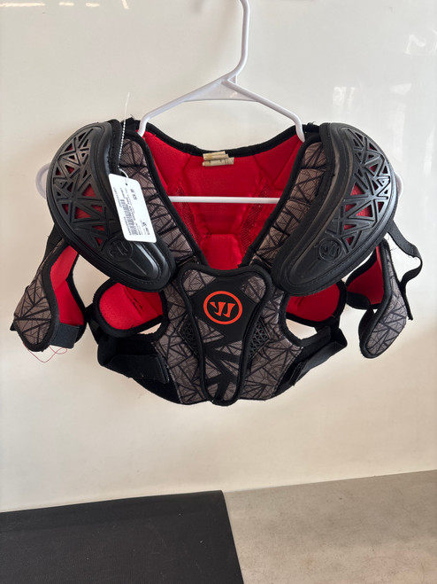 Vist Large View of Product Image Which is Used Warrior SHOULDER PADS Lacrosse Shoulder Pads Black SM