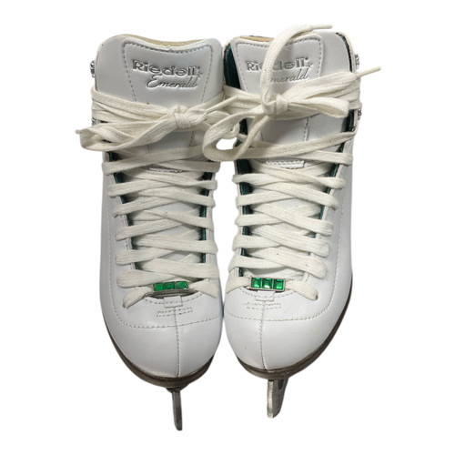 Vist Large View of Product Image Which is Used Riedell EMERALD Girls Figure Skate White Youth 13.0