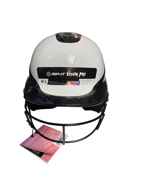 Vist Large View of Product Image Which is Used RIP-IT VISION PRO Batting Helmet w/Mask Black And White SM