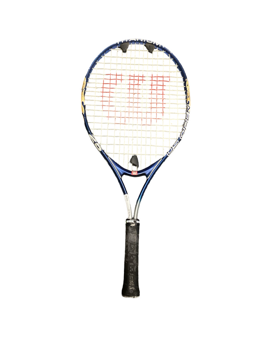 Vist Large View of Product Image Which is Used Wilson US OPEN Junior Tennis Racquet Navy Blue 25"