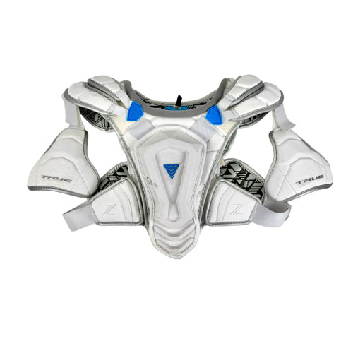 Vist Large View of Product Image Which is Used True ZERO LYTE Lacrosse Shoulder Pads White SM