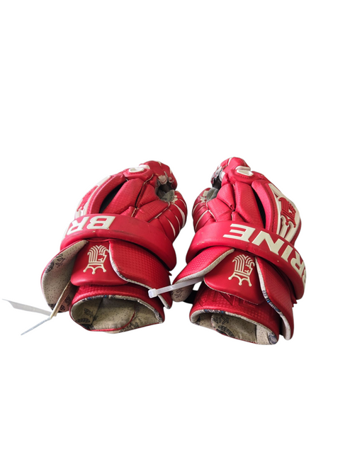 Used Brine KING LAX GLOVES Lacrosse Gloves Mens Red MD 11617-S000324985