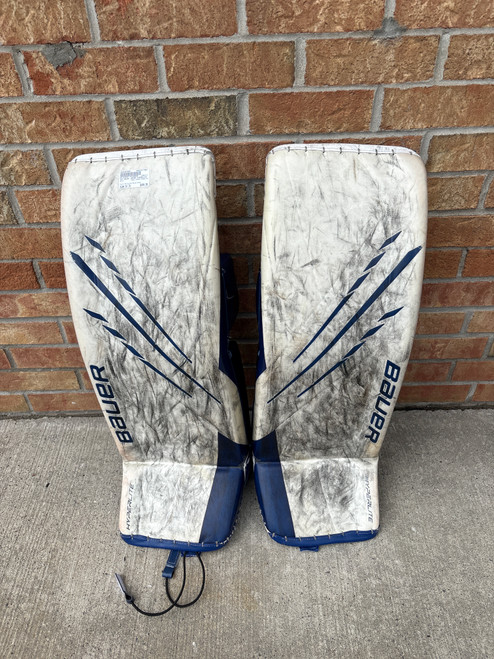 Used Bauer VAPOR HYPERLITE Goalie Leg Pads Senior White And Royal Blue 34"  (new= $1800) 11891-S000302095
