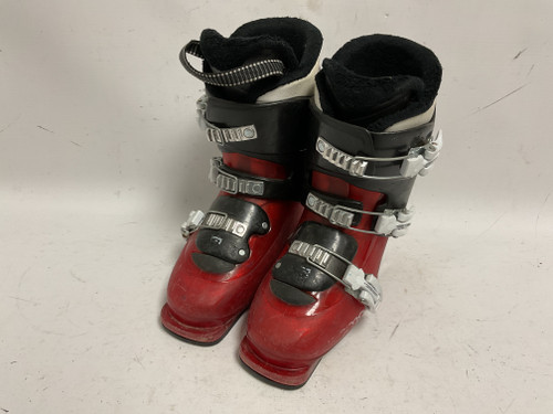 Used Salomon T3 Boys DH Ski Boot Black And Red 220 MP - J04 - W05 11855-S000184942