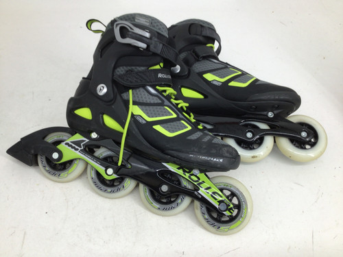 Used Rollerblade MACROBLADE 90 ALU SR 9.5 INLINE SKATE Senior Rec Fitness Skates Black Senior 9.5 11752-S000064847