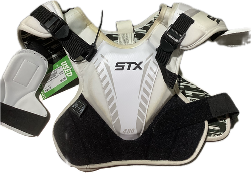Vist Large View of Product Image Which is Used Lacrosse Shoulder Pads White SM