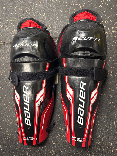 Used Bauer NSX Youth Shin Guards Black 9" 11774-S000080935