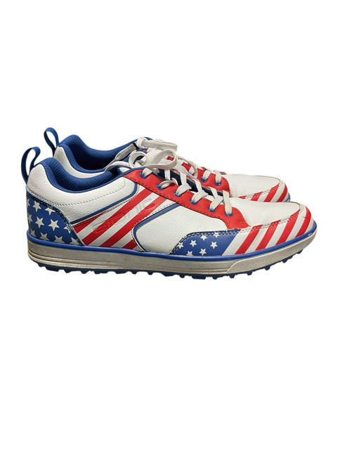 Used Etonic Mens Golf Shoes White/Royal/Red Senior 9.5 11834-S000035658