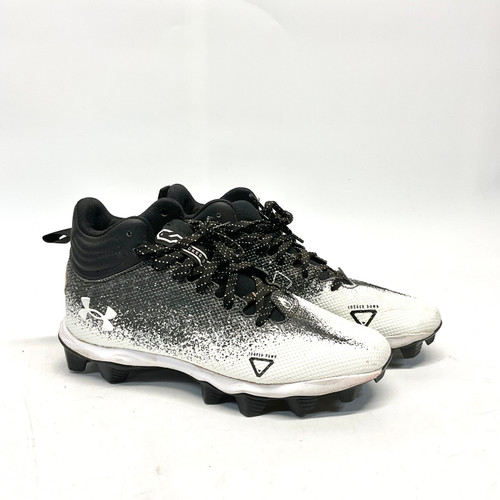 Used Under Armour LOCKED DOWN Adult FB Cleats Black And White Senior 5 11805-S000060480