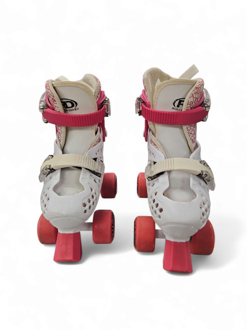 Used RollerDerby ENERGY FLEX Junior Roller Quad Skates White Adjustable 11863-S000022071
