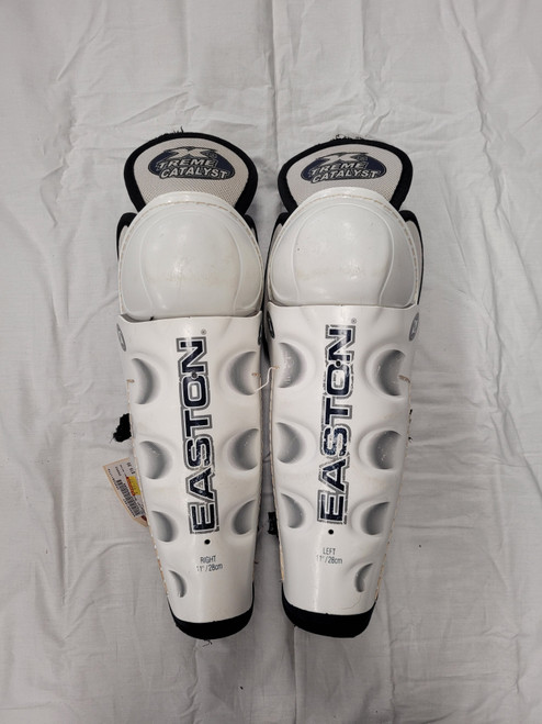 Vist Large View of Product Image Which is Used Easton SHINS Junior Shin Guards White 11"