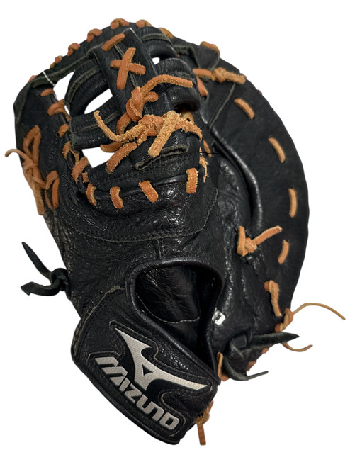 Vist Large View of Product Image Which is Used Mizuno MVP BB/SB First Base RH Throw Black 12"