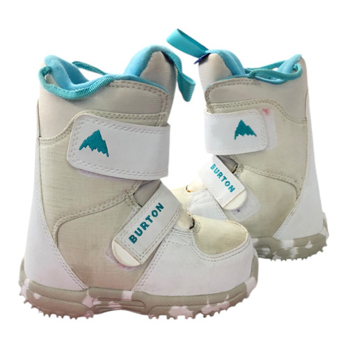 Vist Large View of Product Image Which is Used Burton MINI-GROM Boys Snowboard Boots White Youth 10.0