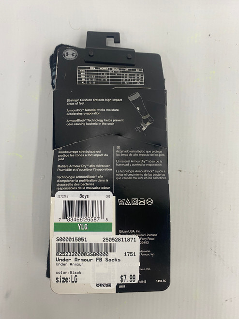 Vist Large View of Product Image Which is Used Under Armour FB Socks Black LG