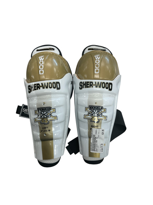 Used Sher-wood PMP X 4 Youth Shin Guards White 9" 11477-S000198407