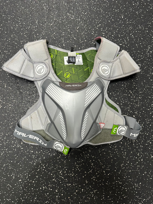Vist Large View of Product Image Which is Used Maverik EKG CHEST PAD Lacrosse Shoulder Pads Grey LG